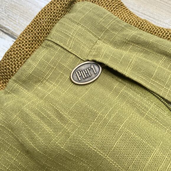 Pier 1 Throw Pillow Cover Sham Cotton Bohemian Green Cream Colorful 19.5” x 19” - Picture 7 of 8